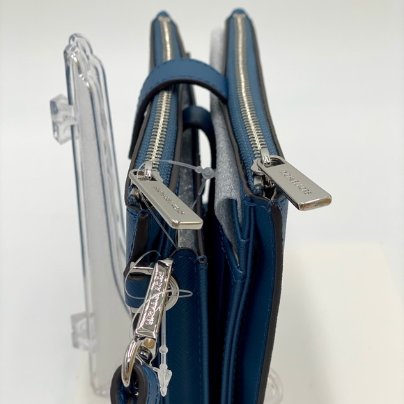 MICHAEL KORS LARGE DOUBLE ZIP WRISTLET WAllet Teal Color - Picture 15 of 16